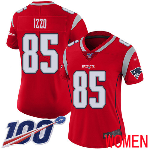 New England Patriots Football #85 100th Season Inverted Legend Limited Red Women Ryan Izzo NFL Jersey